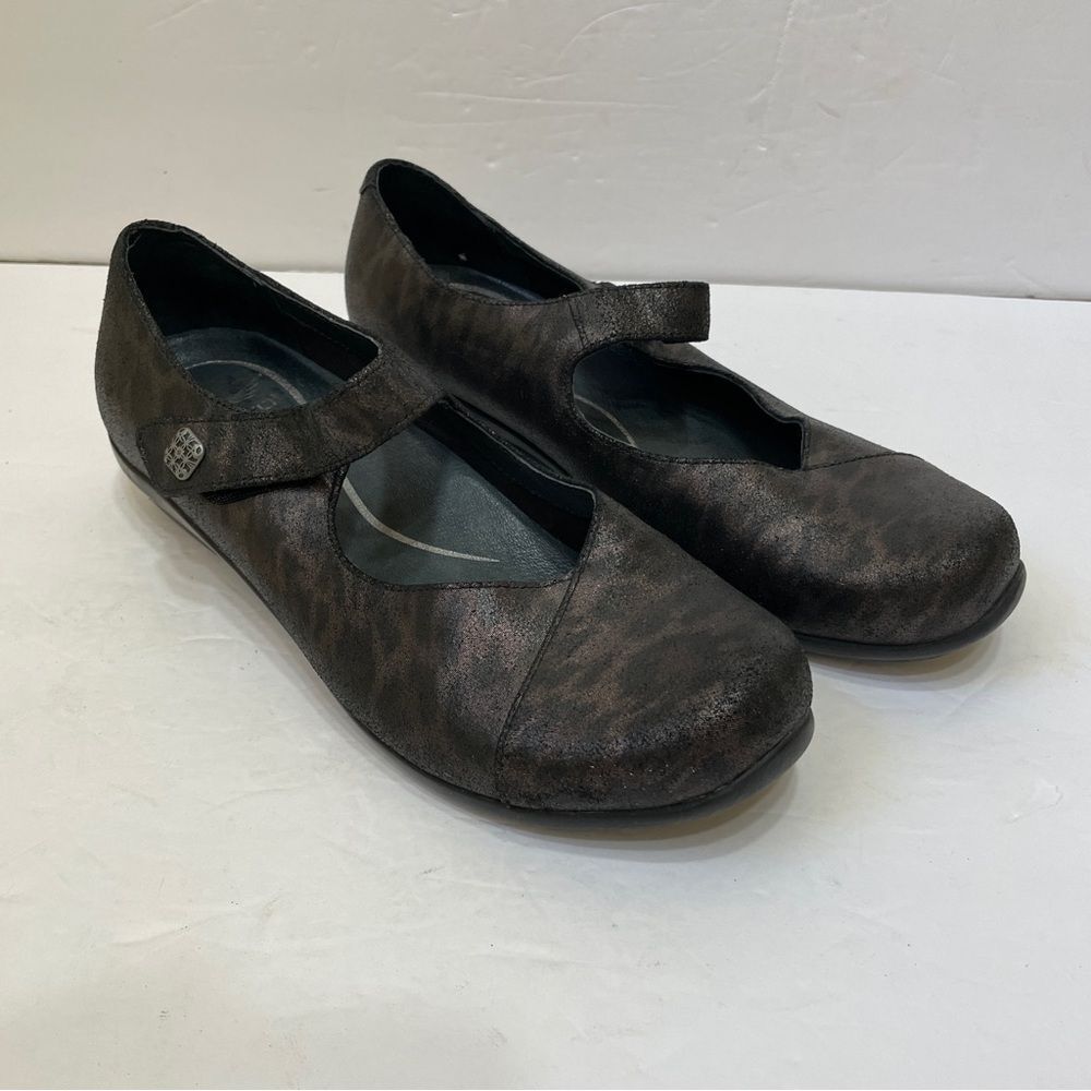 DANSKO 40 OPAL MARY‎ JANE METALLIC LEOPARD LEATHER FLATS